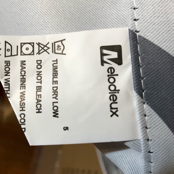 Melodieux off white with grey pattern 42 x 86 inches two panel curtains - Picture 4 of 4